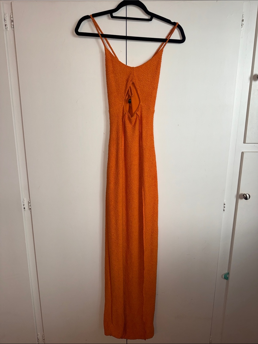 naked wardrobe Orange Textured Cutout Maxi Dress